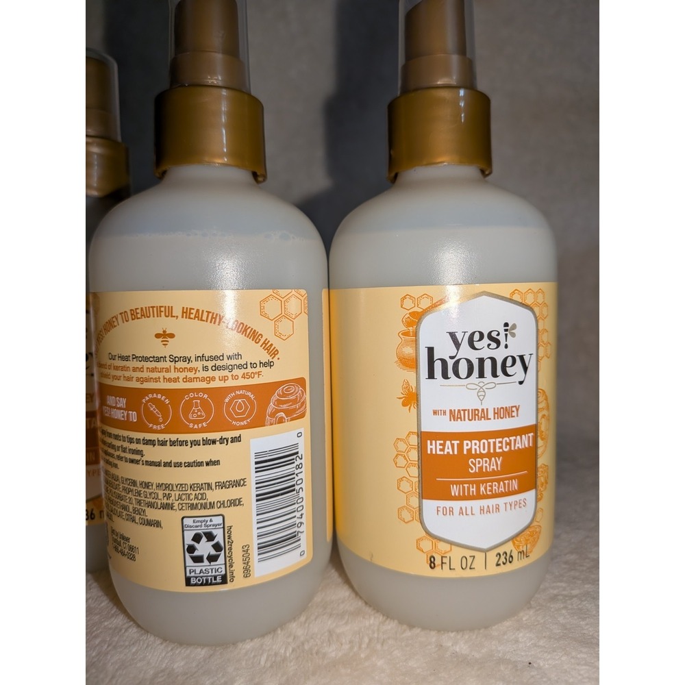 4ct Yes! Honey Heat Protectant Spray with Keratin for all hair types 8 FL oz NEW - Picture 3 of 3